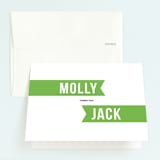 "Twin Voice" - Children's Birthday Party Thank You Cards in Kelly Green by Sara Hicks Malone - Front
