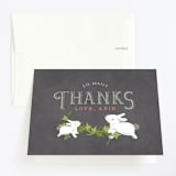 "Two are Thee" - Children's Birthday Party Thank You Cards in Chalkboard by Carole Crohan - CaroleeXpressions - Front