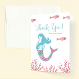 "Darling Mermaid" - Children's Birthday Party Thank You Cards in Bubblegum by Oscar and Emma - Karly Depew - Front