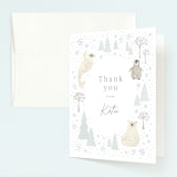"Arctic friends" - Children's Birthday Party Thank You Cards in Seafoam by Jennifer Wick - Front