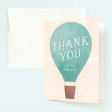 "Hot Air Balloon Birthday" - Children's Birthday Party Thank You Cards in Teal by Noonday Design - Front