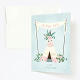 "Boho teepee" - Children's Birthday Party Thank You Cards in Ballet Slipper by Paula Pecevich - Front