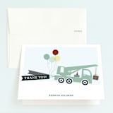 "Trucks on Parade" - Children's Birthday Party Thank You Cards in Grass by Rebecca Bowen - Front