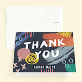 "Art Party" - Children's Birthday Party Thank You Cards in Midnight by Amber Barkley - Front