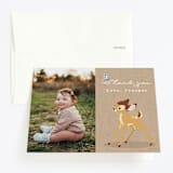 "Disney's Bambi Our Deerest" - Children's Birthday Party Thank You Cards in Fawn by Hudson meet Rose - Front