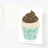 "Cupcake Topper" - Children's Birthday Party Thank You Cards in Turquoise by Alethea and Ruth - Front