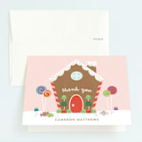 "Gingerbread House" - Children's Birthday Party Thank You Cards in Gumdrop by Annie Holmquist - Front