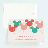 "Disney's Mickey Mouse Balloon Trio" - Children's Birthday Party Thank You Cards in Berry by chocomocacino - Front