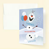 "Disney's Olaf to Party" - Children's Birthday Party Thank You Cards in Periwinkle by Erica Krystek - Front