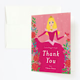 "Disney's Briar Rose" - Children's Birthday Party Thank You Cards in Pink Melba by Rebecca Marchese - Front