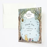 "Disney's Winnie the Pooh in the Wood" - Children's Birthday Party Thank You Cards in Sky by Becky Nimoy - Front