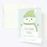 "Frosty" - Children's Birthday Party Thank You Cards in Lime by Brianne Larsen - Front