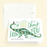 "Dino Party Hat" - Children's Birthday Party Thank You Cards in Fern by Alethea and Ruth - Front