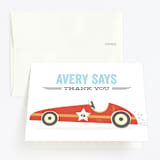 "READY SET GO" - Children's Birthday Party Thank You Cards in Brick by Anupama - Front