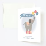 "Step Right Up" - Children's Birthday Party Thank You Cards in Sky by Joanna Griffin - Front