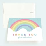 "Pastel Rainbow Sparkles" - Children's Birthday Party Thank You Cards in Mint by Maria Alou - Front