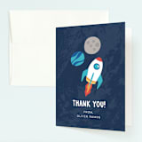 "space age" - Children's Birthday Party Thank You Cards in Midnight by peetie design - Front