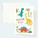 "Dino Zone" - Children's Birthday Party Thank You Cards in Marshmallow by Everett Paper Goods - Front