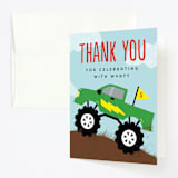"Monster Truck" - Children's Birthday Party Thank You Cards in Lime by Erica Krystek - Front