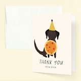 "Puppy Pizza Party" - Children's Birthday Party Thank You Cards in Cobblestone by Stephanie Given - Front