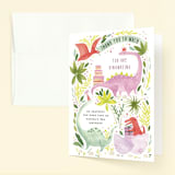 "Party Dinos" - Children's Birthday Party Thank You Cards in Forest by Sarah Knight - Front