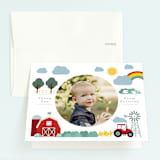 "Down by the farm" - Children's Birthday Party Thank You Cards in Rainbow by Hudson meet Rose - Front