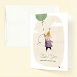 "First Balloon" - Children's Birthday Party Thank You Cards in Lavender by Karen Glenn - Front