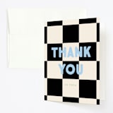 "Blocks" - Children's Birthday Party Thank You Cards in Onyx by Baumbirdy - Front