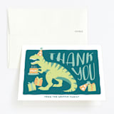 "Stomp and Chomp Dino" - Children's Birthday Party Thank You Cards in Jungle by Joanna Griffin - Front