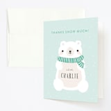 "Polar Party" - Children's Birthday Party Thank You Cards in Aqua Green by Itsy Belle Studio - Front