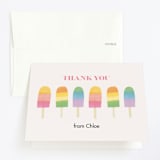 "Rainbow Popsicles" - Children's Birthday Party Thank You Cards in Pastel Rainbow by Lauren Semmer - Front