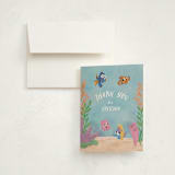 "Disney and Pixar’s Finding Nemo’s One-der the Sea Party" - Children's Birthday Party Thank You Cards in Aqua by Creo Study - Front