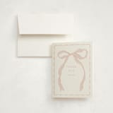 "Fframed Bow" - Children's Birthday Party Thank You Cards in Blush by Baumbirdy - Front