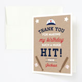 "Little Slugger" - Children's Birthday Party Thank You Cards in Patriotic by One Swell Studio - Front