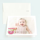 "One In A Melon" - Children's Birthday Party Thank You Cards in Watermelon by Itsy Belle Studio - Front