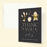 "Disney's Beauty And The Beast Be Our Guest" - Children's Birthday Party Thank You Cards in Midnight by Erica Krystek - Front