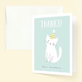 "Party cat" - Children's Birthday Party Thank You Cards in Spearmint by Angela Thompson - Front