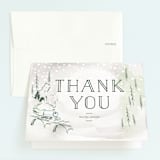 "Winter Train" - Children's Birthday Party Thank You Cards in Cinders by Baumbirdy - Front