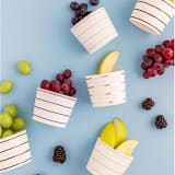 "Frenchie Stripes Baking Cups - Cool Palette" - Party Baking Cups in blue by Jollity and Co
