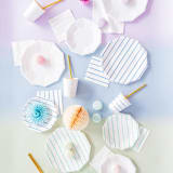 "Frenchie Stripes Baking Cups - Cool Palette" - Party Baking Cups in blue by Jollity and Co