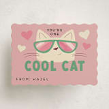 "You're a Cool Cat Valentine" - Classroom Valentines in Peony by Kate Vories - Front