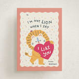 "Not Lion, I Like You" - Classroom Valentines in Flamingo by Simplelooklet - Front