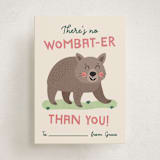 "No Wombat-er" - Classroom Valentines in Cream by Erica Krystek - Front