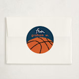 "Basketball" - Classroom Valentines in Navy by Erin L. Wilson - Matching Custom Sticker