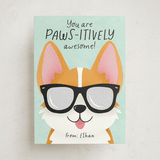 "Pawsitively Awesome" - Classroom Valentines in Seafoam by Randi Cirelli - Front