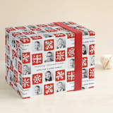 "Snowflake Squares" - Personalized Wrapping Paper in Crimson by Kelly Nasuta - Front