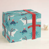 "Under The Sea Christmas" - Personalized Wrapping Paper in Turquoise by Bob Daly - Front