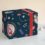 "Vintage Post" - Personalized Wrapping Paper in Navy by Tanya Lee of Frooted Design - Front