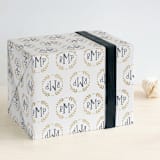 "Glittering Monogram" - Personalized Wrapping Paper in Champagne by Erin Deegan - Front