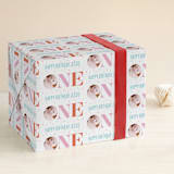 "One" - Personalized Wrapping Paper in Carnation by Carrie ONeal - Front